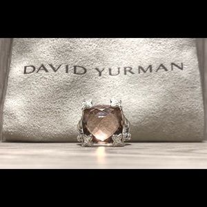 David Yurman Silver Morganite & Diamond Ring